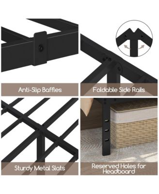 Metal Platform Bed Frame with Heavy Duty Steel Slat Support / Non-slip Mattress Foundation / No Box Spring Needed
