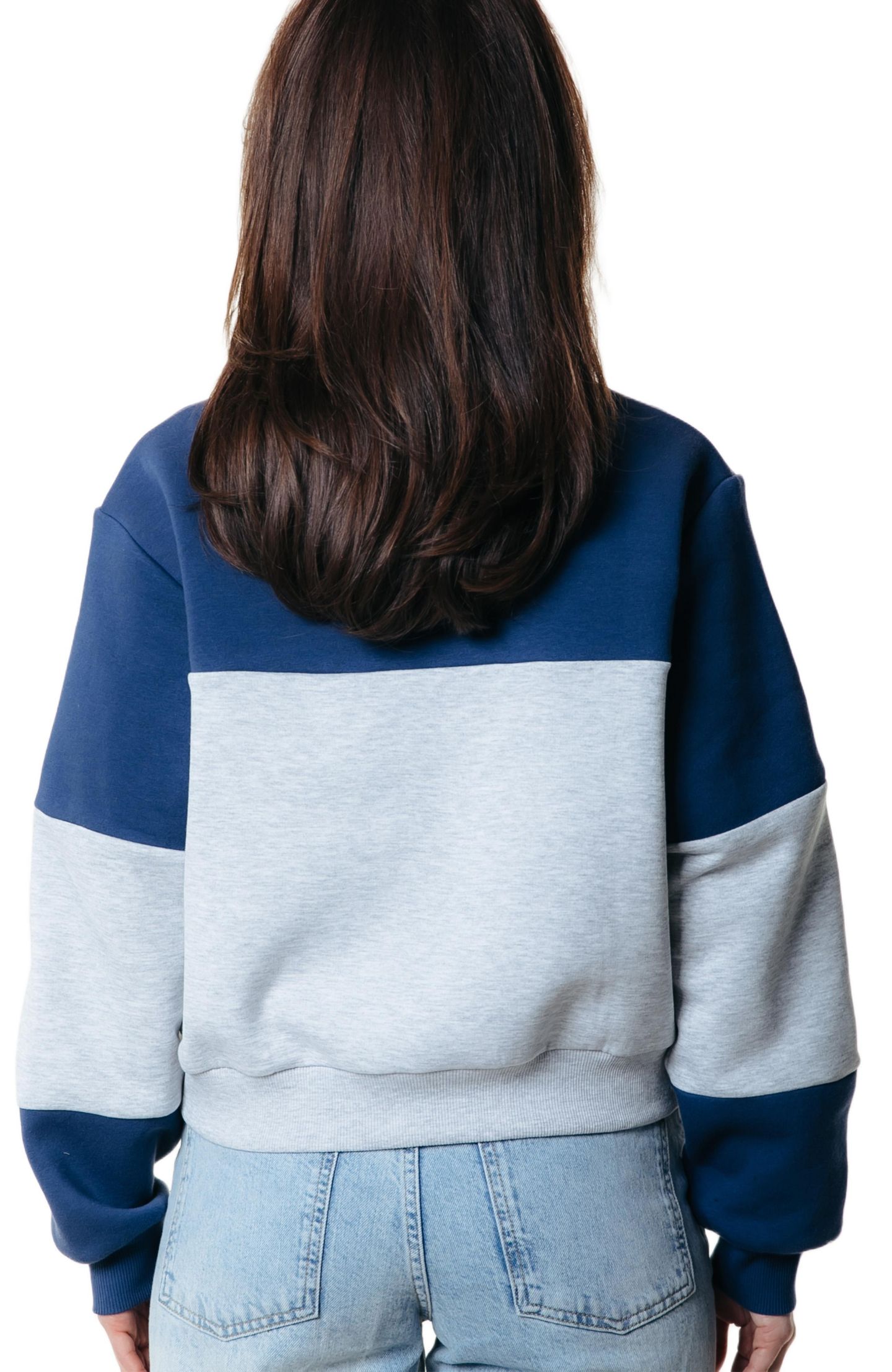 Женский топ Colourful Rebel Colourblock Zip Sweat, цвет: Синий — фото 2
