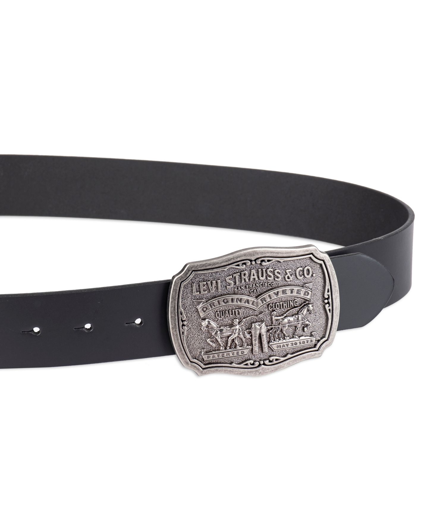 Мужской ремень Levi's Leather Belt with Plaque Buckle, цвет: Чёрный — фото 2