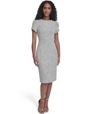 Women's Tulip-Sleeve Jewel Neck Midi Dress