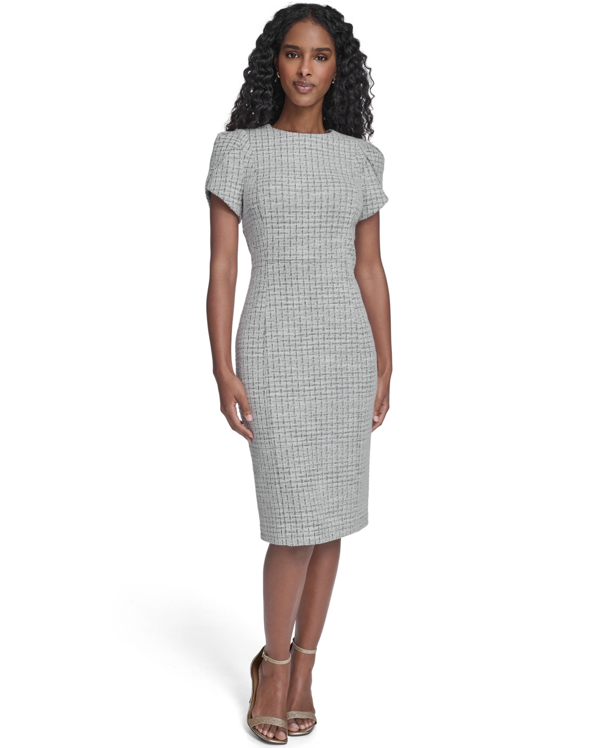 Jessica Howard Women's Tulip-Sleeve Jewel Neck Midi Dress