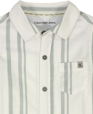 Boys' 2T-7 Striped Short-Sleeve Shirt and Twill Shorts, 2-Piece Set