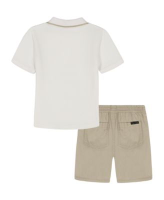 Boys' 2T-7 Logo Polo Shirt and Twill Shorts, 2-Piece Set