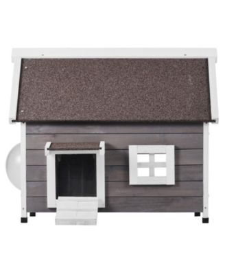 Weatherproof Wooden Outdoor Cat House with Side Door, 30