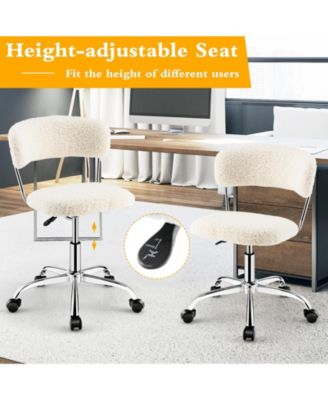 Computer Desk Chair Adjustable Sherpa Office Chair Swivel Vanity Chair