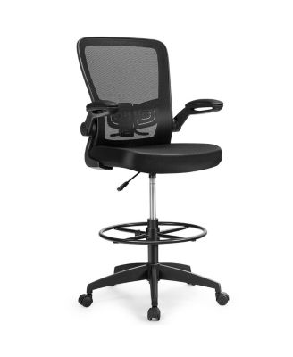 Height Adjustable Drafting Chair with Flip Up Arms for Home Office