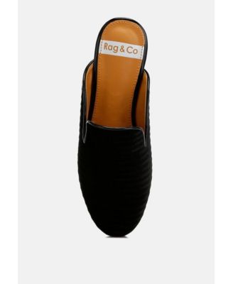 Womens Ouzini Velvet Textured Slip On Mules
