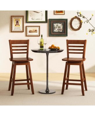 2 PCS 24.5" Counter Height Bar Chairs Swivel Bar Stools with Hollow Backrest