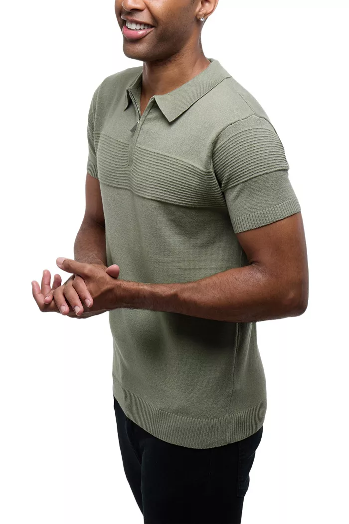 Men's SPRING + MERCER Ottoman Texture Short Sleeves Polo Sweater - thumbnail 3