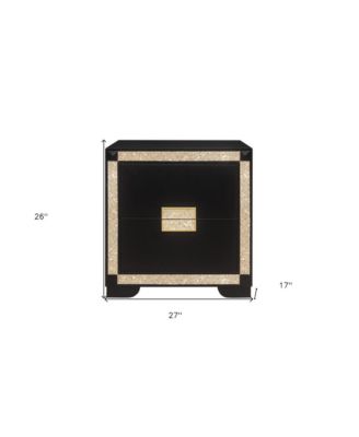 2-Drawer Nightstand with Faux Crystal Accents Bedside Table For Bedroom