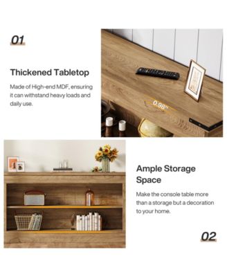 63-Inch Long Console Table for Entryway, Narrow Farmhouse Sofa Table with Shelves