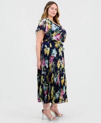 Plus Size Flutter-Sleeve Chiffon Dress