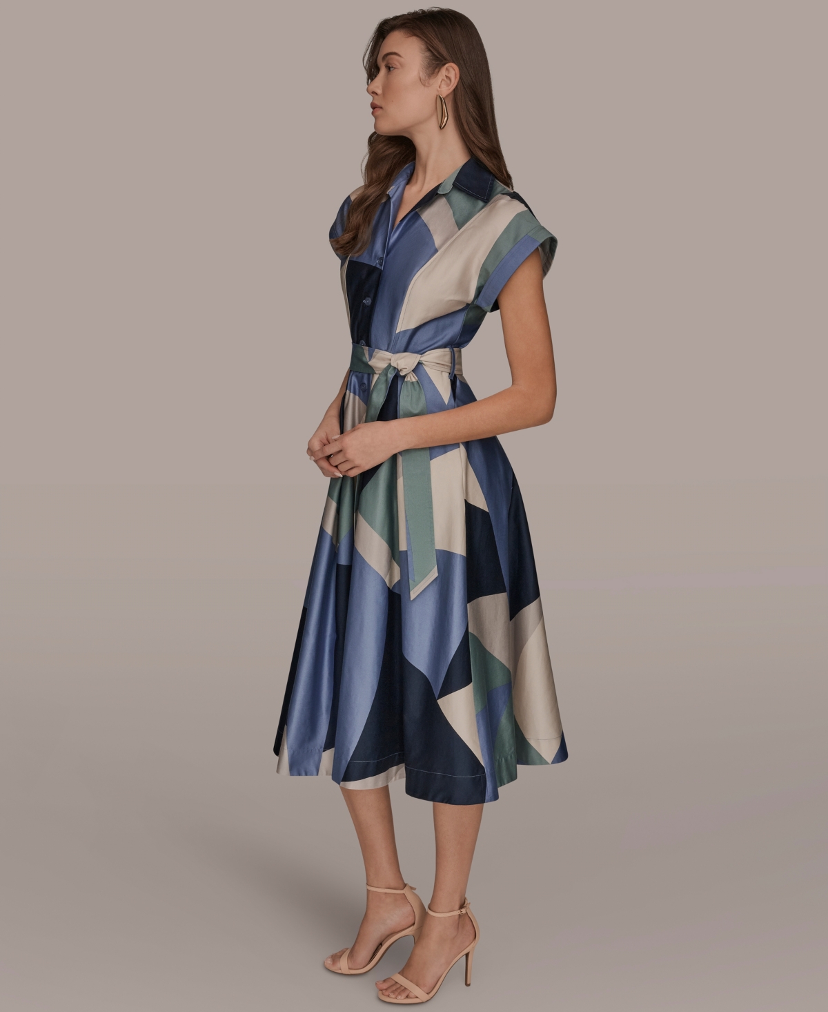 Donna Karan New York Petite Belted Short-Sleeve Shirtdress