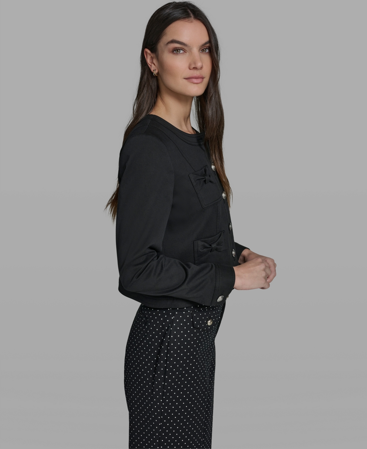 Karl Lagerfeld Paris Petite Bow Pocket Jacket