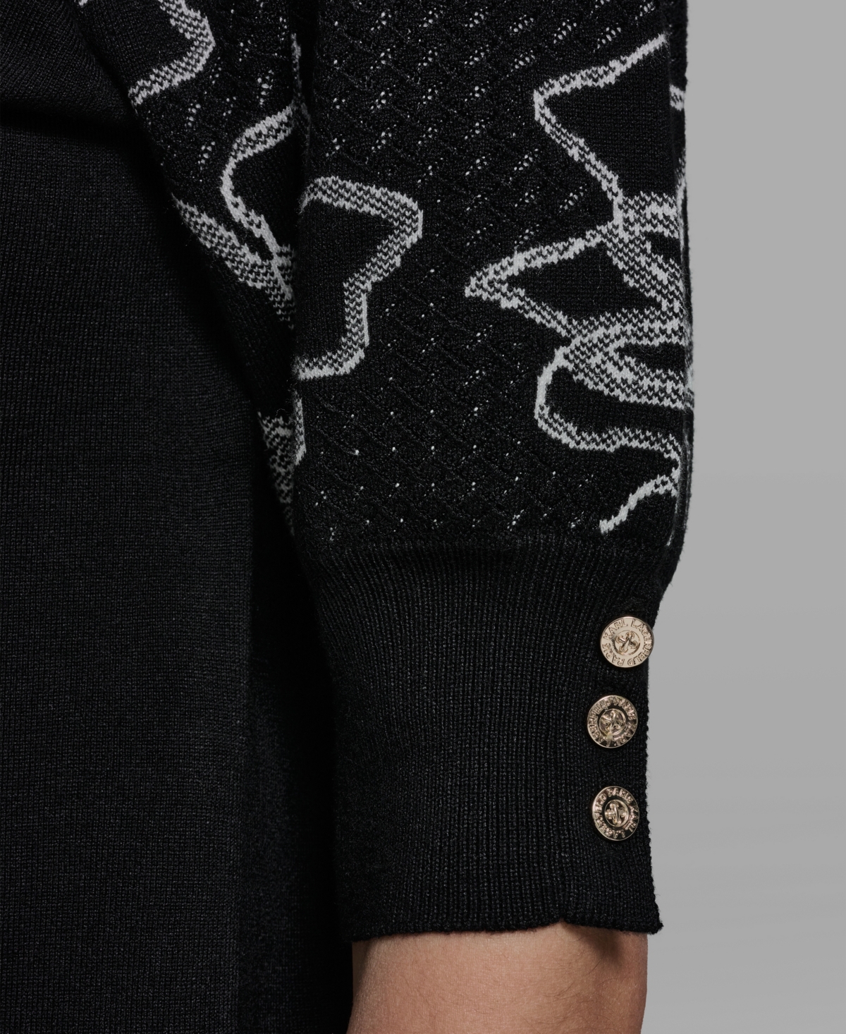 Karl Lagerfeld Paris Petite Floral Print V-Neck Sweater