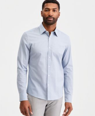 Men's Slim-Fit Dobby Dot Print Dress Shirt