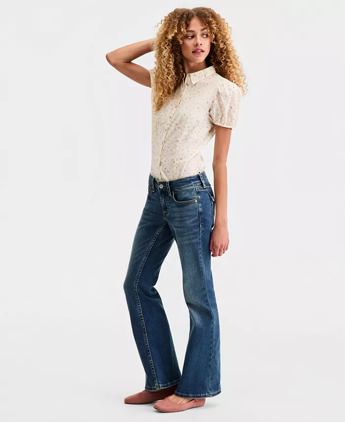 Women's Low Rise Flap-Pocket Flared Jeans - thumbnail 7
