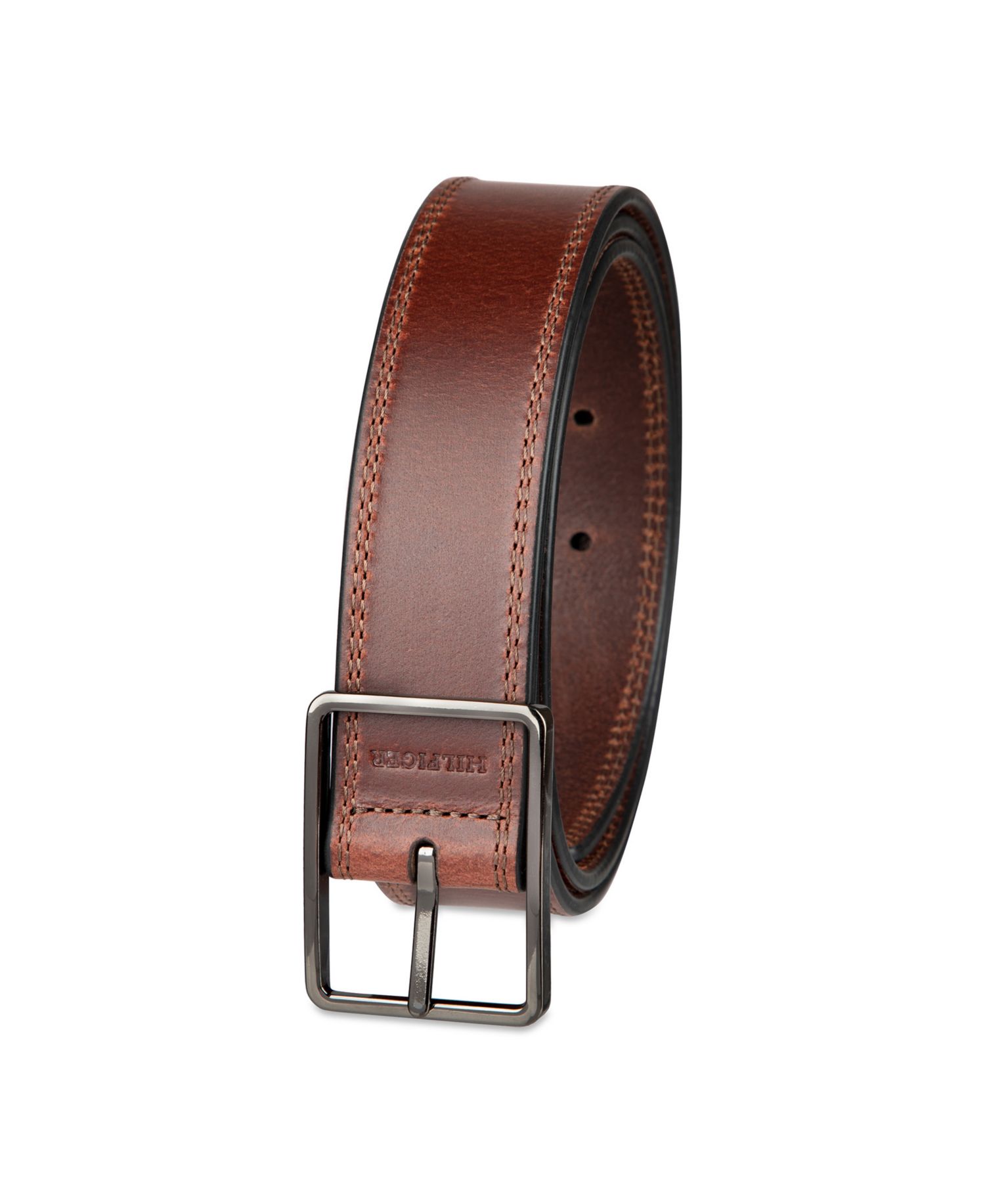 35MM Men's Casual Center Bar Buckle Leather Belt