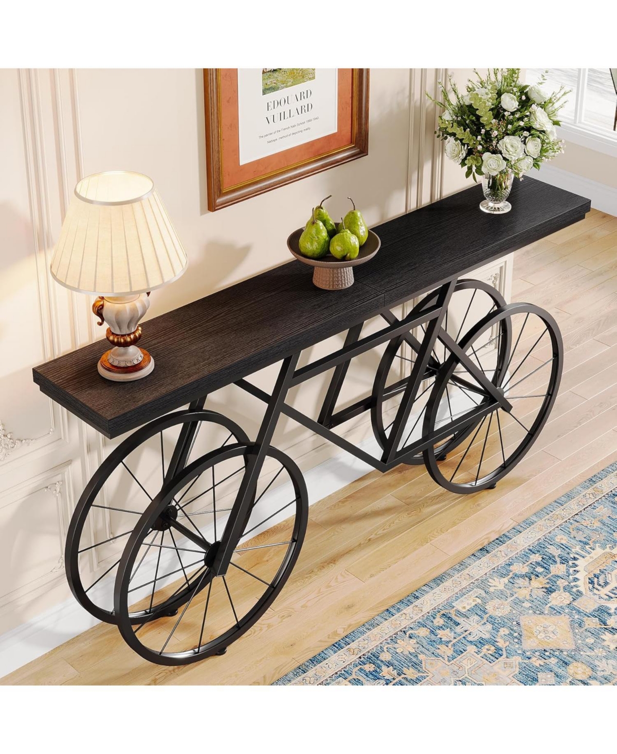 Tribesigns 70.9-Inch Extra Long Console Table, Narrow Sofa Modern Industrial Entryway Table Behind Couch Rustic Brown