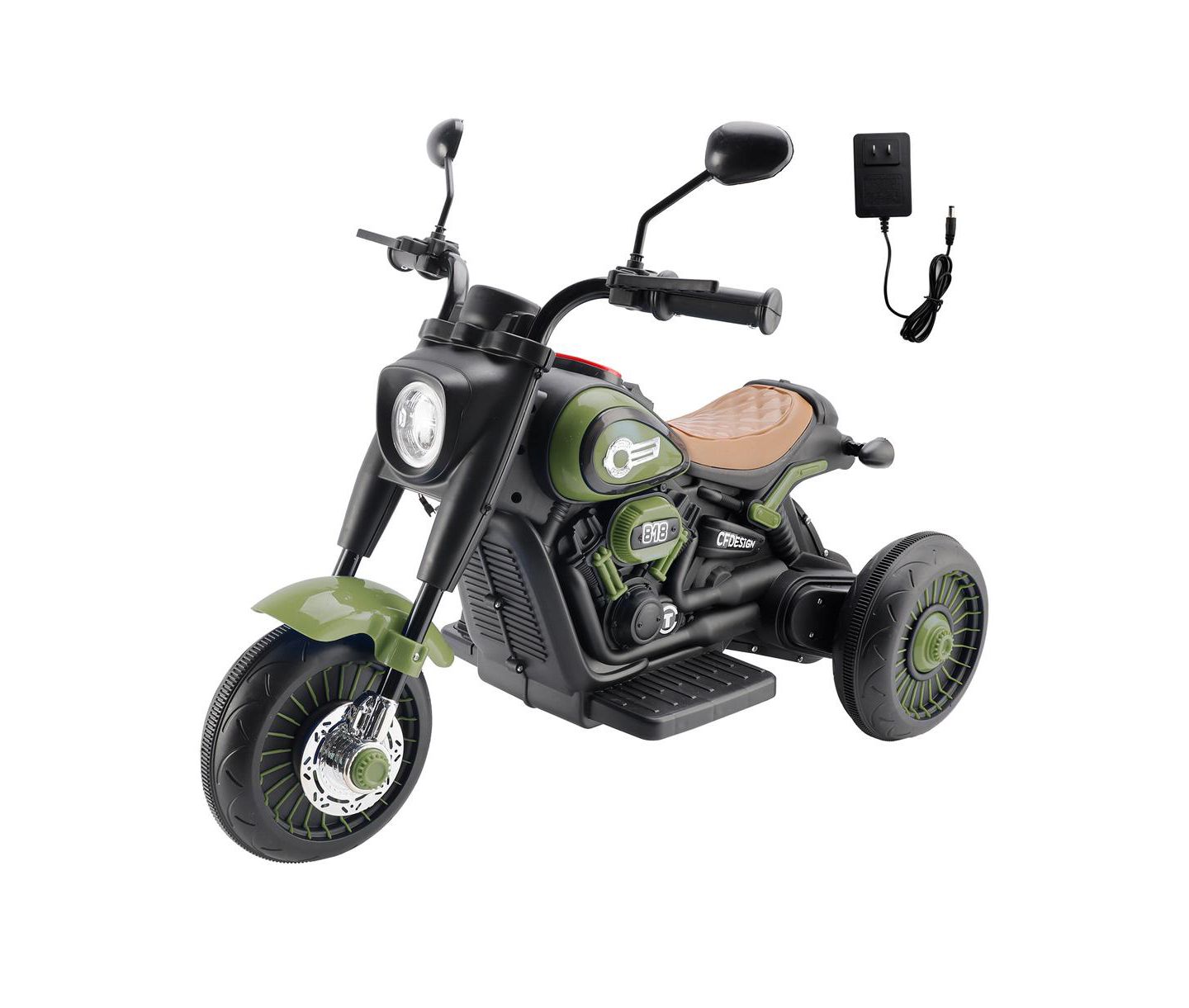 Детская игрушка Bruce & Shark 6V 3-Wheel Electric Ride-On Motorcycle with Lights & Music, 60 lb. Capacity, Ages 1-3, цвет: Зелёный — фото 1