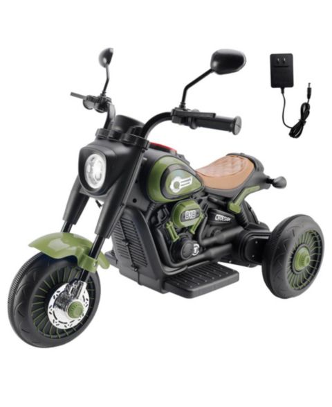 Детская игрушка Bruce & Shark 6V 3-Wheel Electric Ride-On Motorcycle with Lights & Music, 60 lb. Capacity, Ages 1-3, цвет: Зелёный