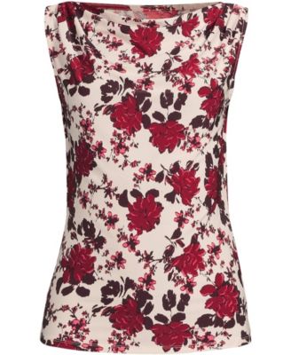 Women's Sleeveless Silky Knit Drape Front Top