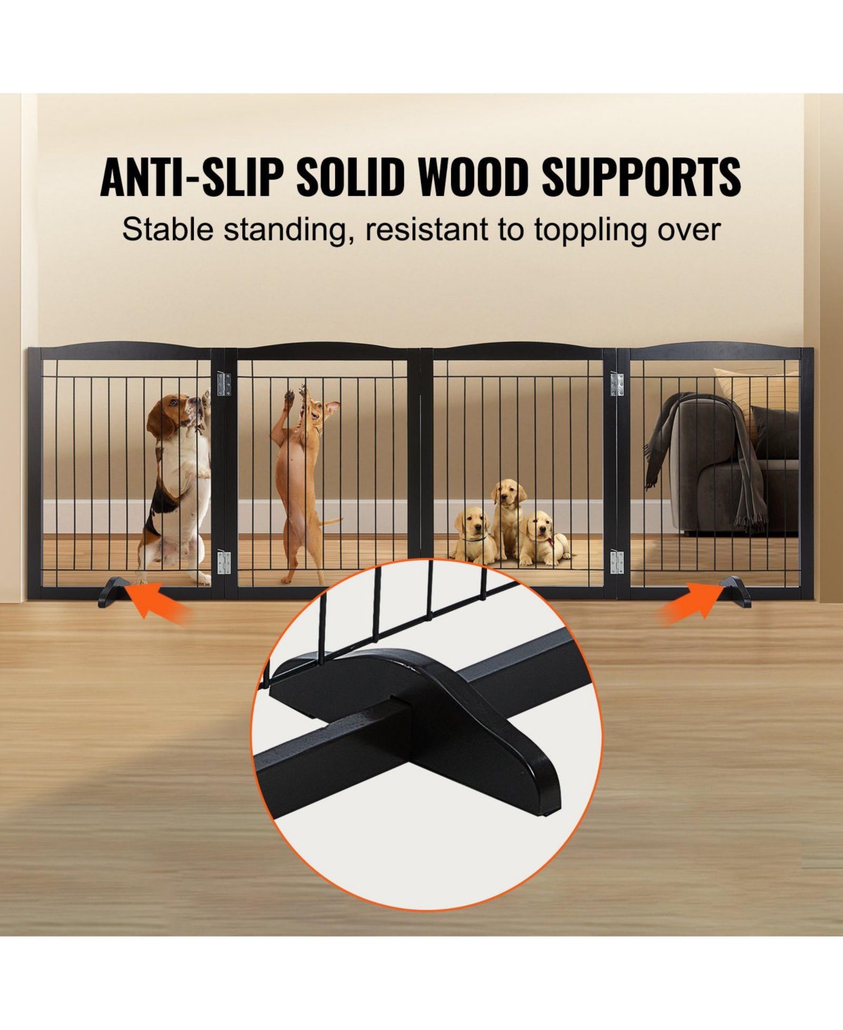 Cozito 4-Panel Foldable Freestanding Pet Gate, 96.5" W x 32" H