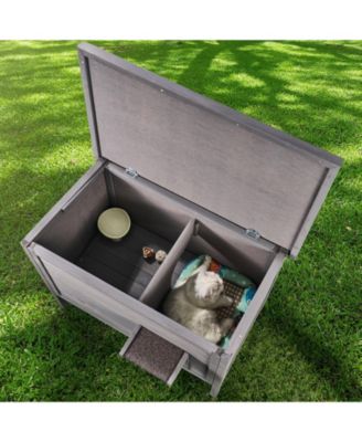 Insulated Wooden Outdoor Cat Shelter with Foam Lining, 34