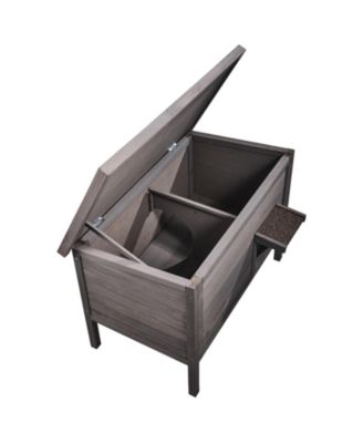 Insulated Wooden Outdoor Cat Shelter with Foam Lining, 34