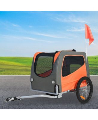 Foldable Pet Bike Trailer with Universal Coupler, Holds up to 66 lbs., Orange & Gray