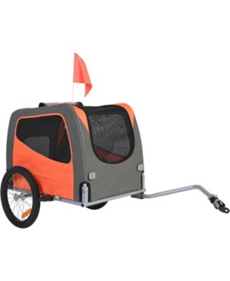 Foldable Pet Bike Trailer with Universal Coupler, Holds up to 66 lbs., Orange & Gray