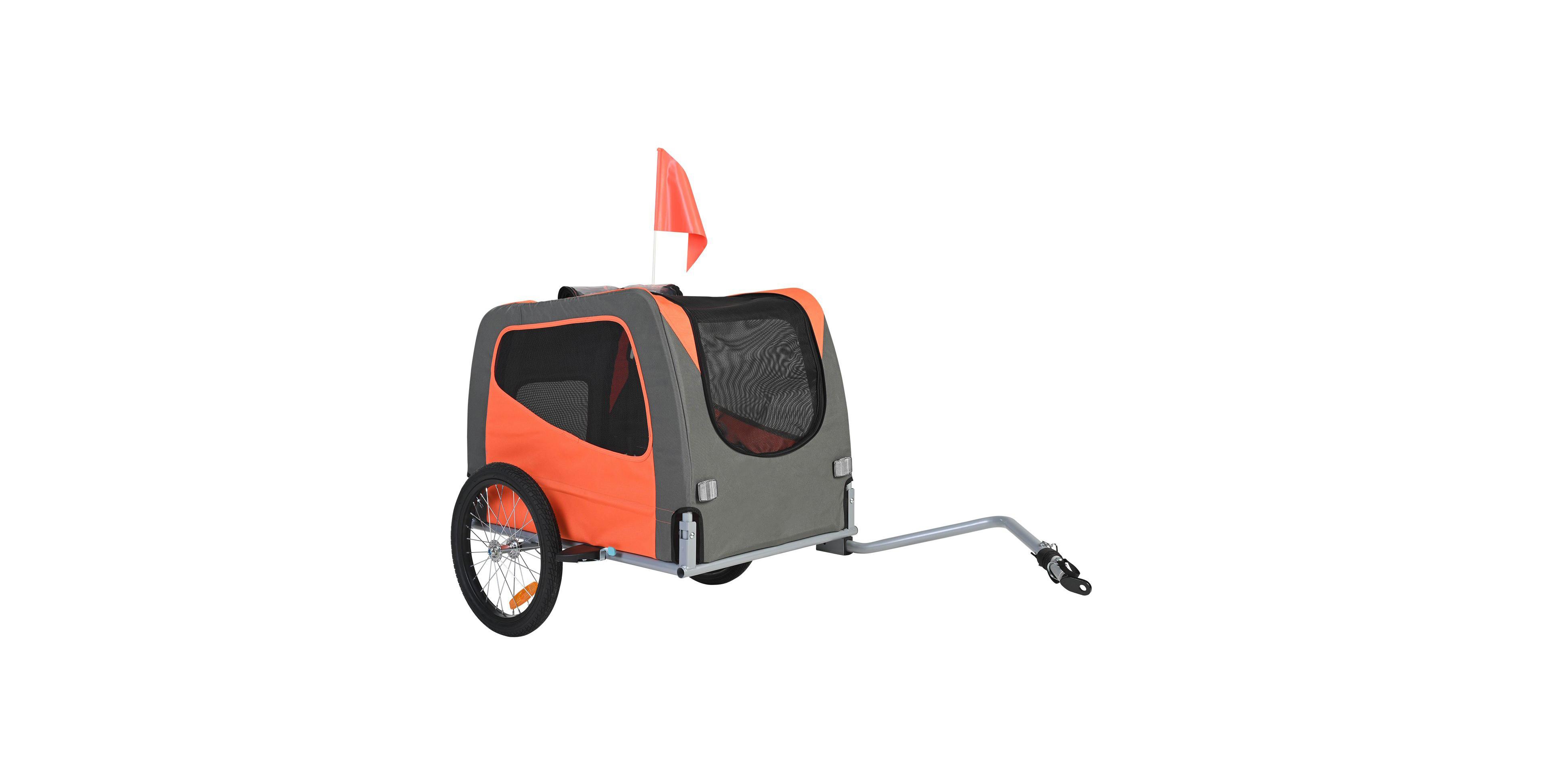 Cozito Foldable Pet Bike Trailer with Universal Coupler, Holds up to 66 lbs., Orange & Gray