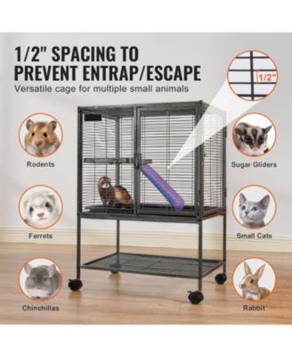 34" 2-Tier Rolling Small Animal Cage with Tray