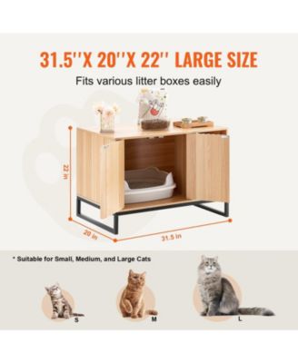 Wooden Cat Litter Box Enclosure with Metal Legs