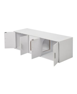 Extra-Long Wooden Litter Box Enclosure, 57.9", White