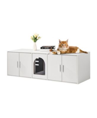 Extra-Long Wooden Litter Box Enclosure, 57.9", White