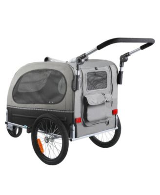 2-in-1 Foldable Dog Bike Trailer & Stroller, Holds up to 88 lbs., Black & Gray