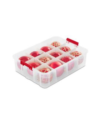 24 Compartment Stack and Carry Christmas Ornament Storage Box (4 Pack)