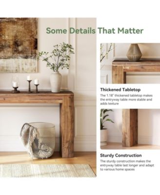 Solid Wood Console Table, 63-Inch Farmhouse Entryway Sofa Table Behind Couch for Living Room Hallway, Foyer