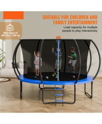 12FT Heavy Duty Trampoline with Net Ladder and Curved Poles