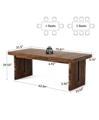 70.8-Inch Large Dining Table for 6-8, Farmhouse Rectangle Long Dinner Table, Rustic Brown