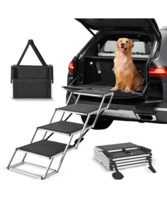 4-Step Aluminum Folding Pet Stairs for Cars, Holds up to 250 lbs