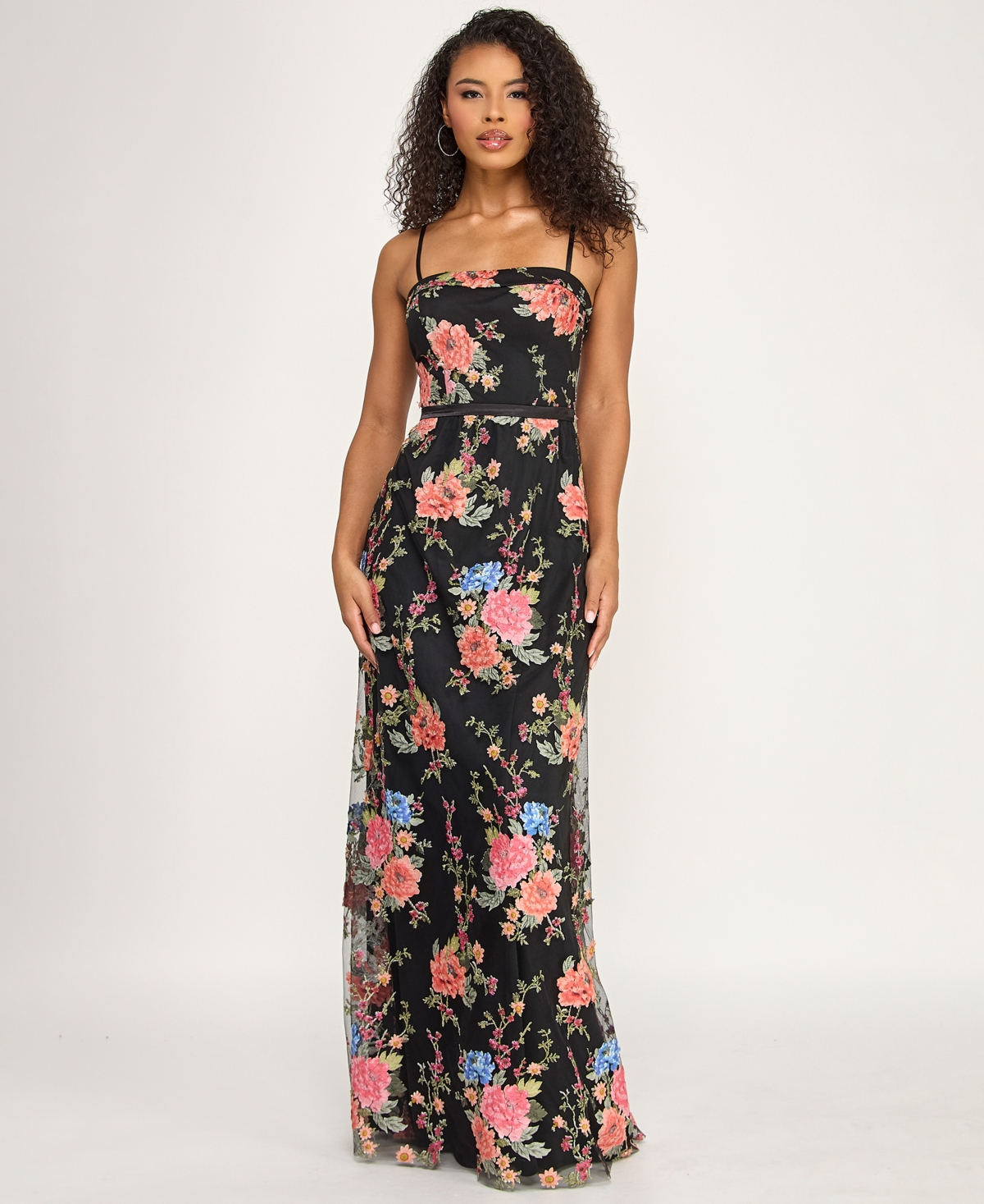 City Studios Women's Floral Embroidered Gown