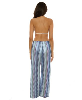 Women's Sundown Striped Crochet Cover-Up Pants