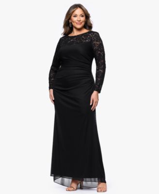 Plus Size Long-Sleeve Lace Back Sheath Dress