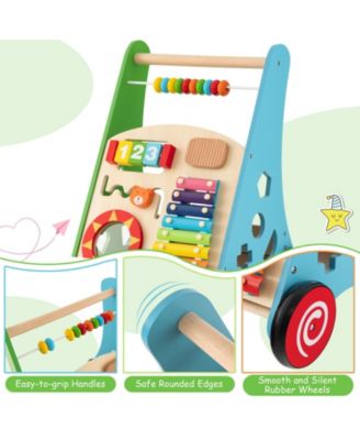 Toddler Push Walker Activity Center Toy with Burr-free Handle