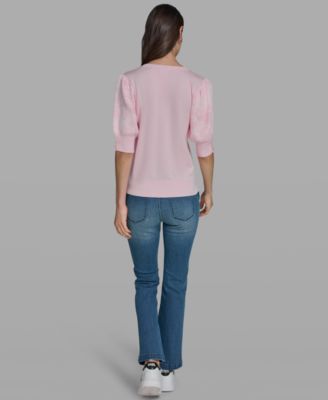 Petite Floral Print V-Neck Sweater