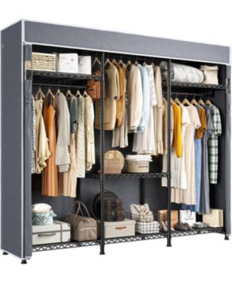 Clothes Rack with Cover, Clothing Racks for Hanging Clothes with Adjustble Shelves