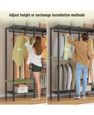 Adjustable Portable Clothes Rack with Shelves Closet Organizer