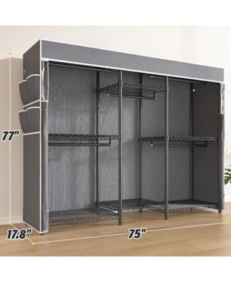 Clothes Rack with Cover,Clothing Racks for Hanging Clothes Heavy Duty,Portable Closet with Shelves,Adjustable,Loads 905 LBS